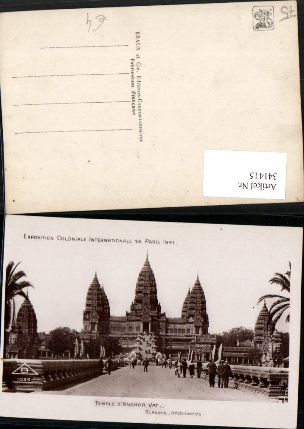 341415,Ile-de-France Paris Exposition Coloniale Internationale 1931 Tempel d'Angkor Vat