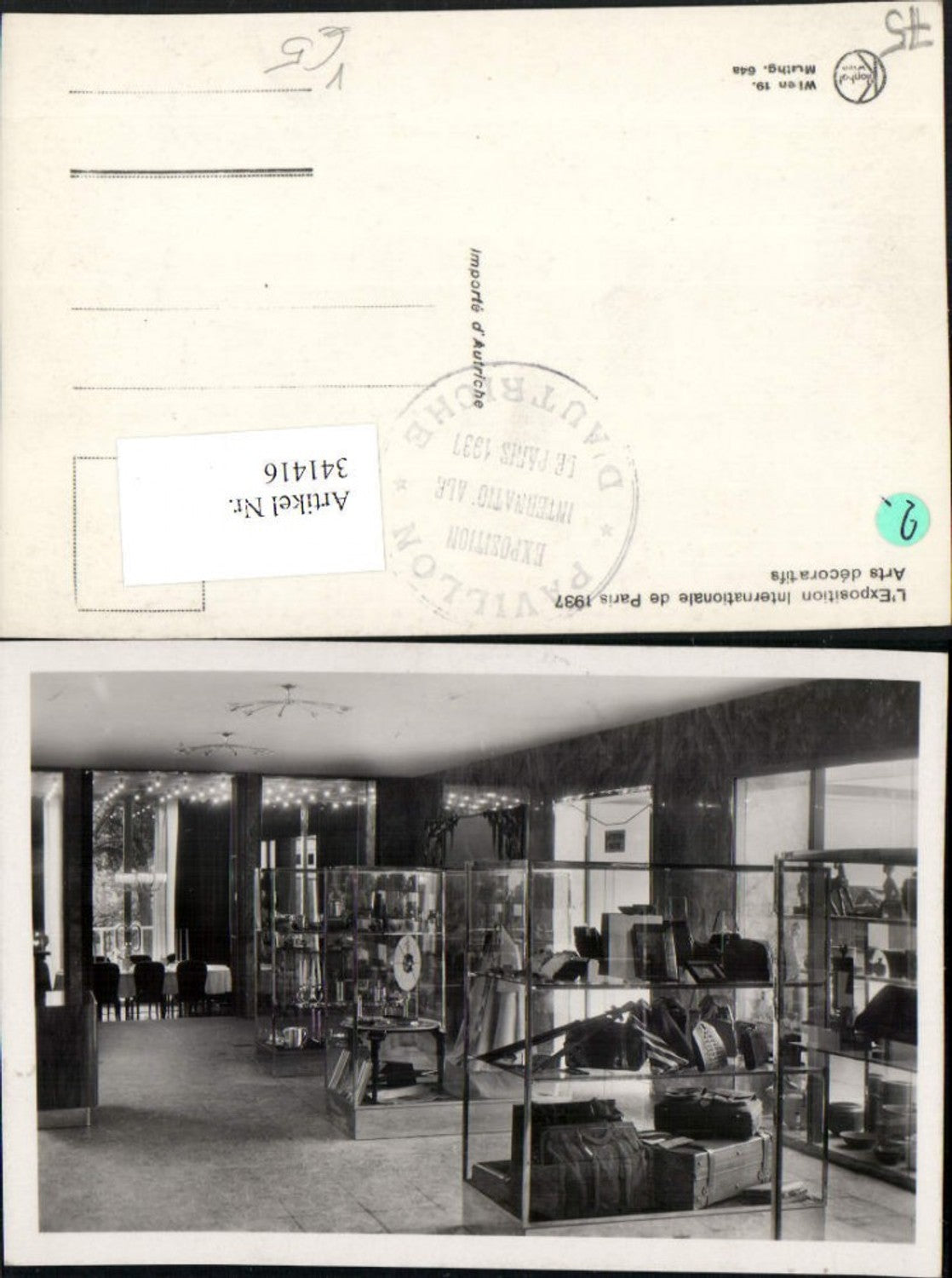 341416,Ile-de-France Paris Exposition Internationale 1937 Arts decoratifs Interieur pub Kilophot