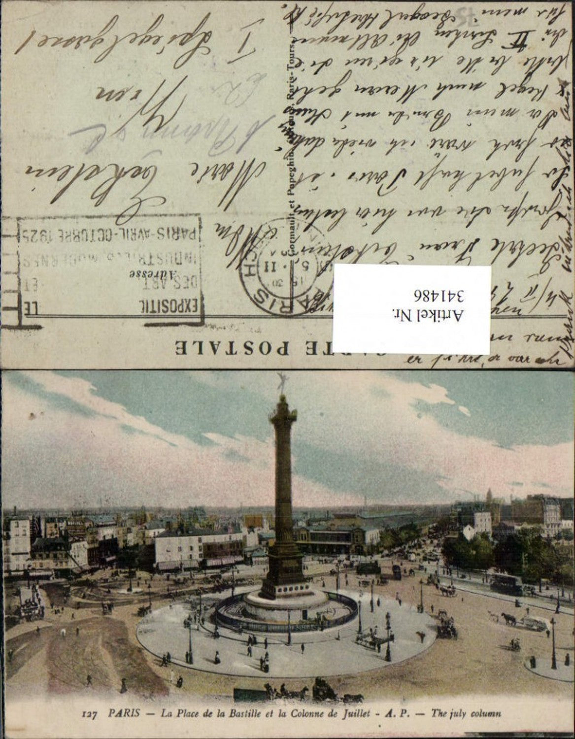 341486,Ile-de-France Paris Place de la Bastille et la Colonne de Juillet Säule