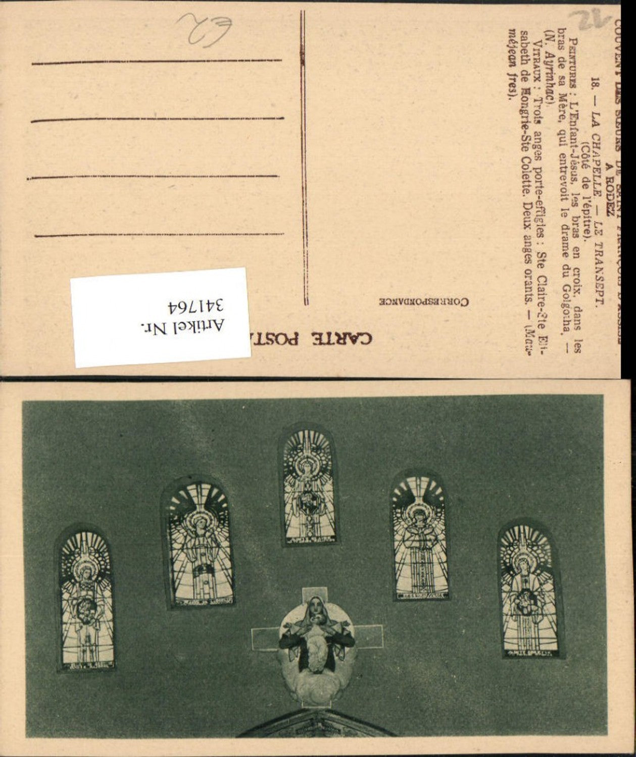 341764,Midi-Pyrenees Aveyron Rodez La Chapelle Le Transept Kirche Fenster