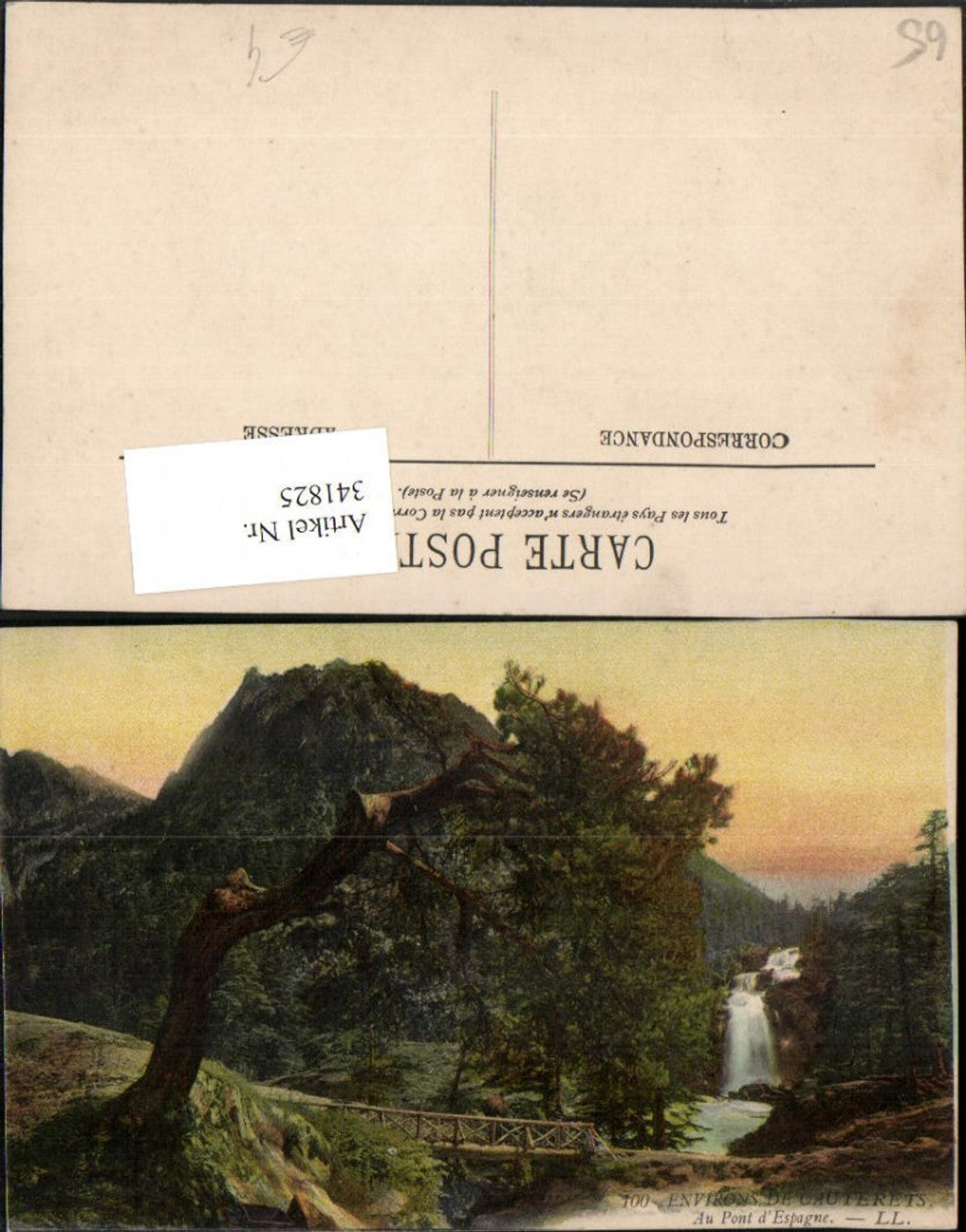 341825,Midi-Pyrenees Hautes-Pyrenees Cauterets Au Pont d'Espagne Brücke Wasserfall