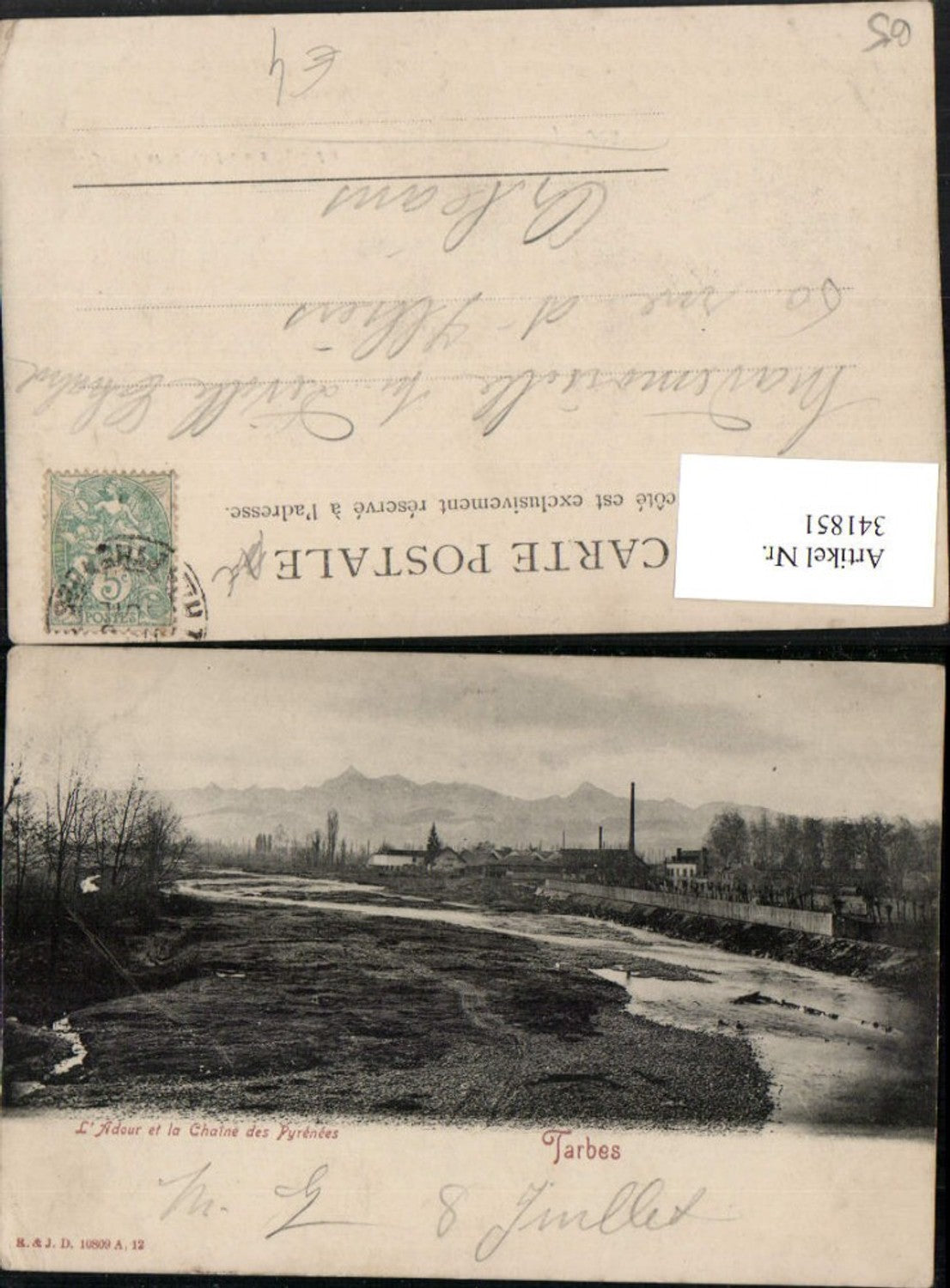 341851,Midi-Pyrenees Hautes-Pyrenees Tarbes Adour et la Chaine des Pyrenees Bergkulisse