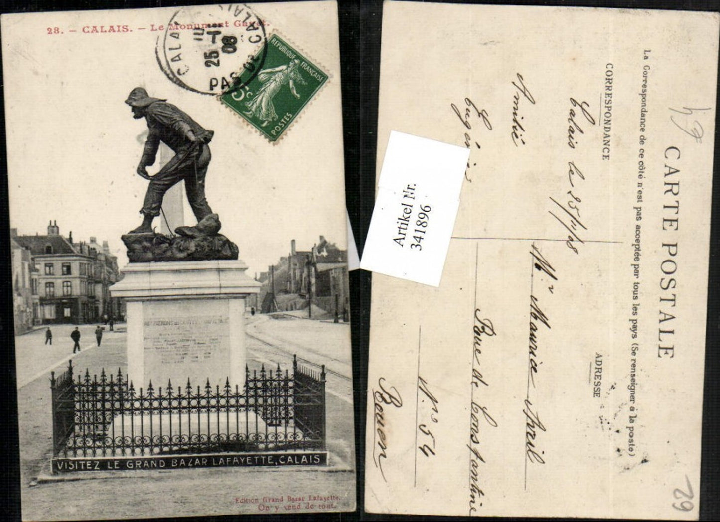 341896,Nord-Pas-de-Calais Pas-de-Calais Calais Le Monument Gavet Denkmal
