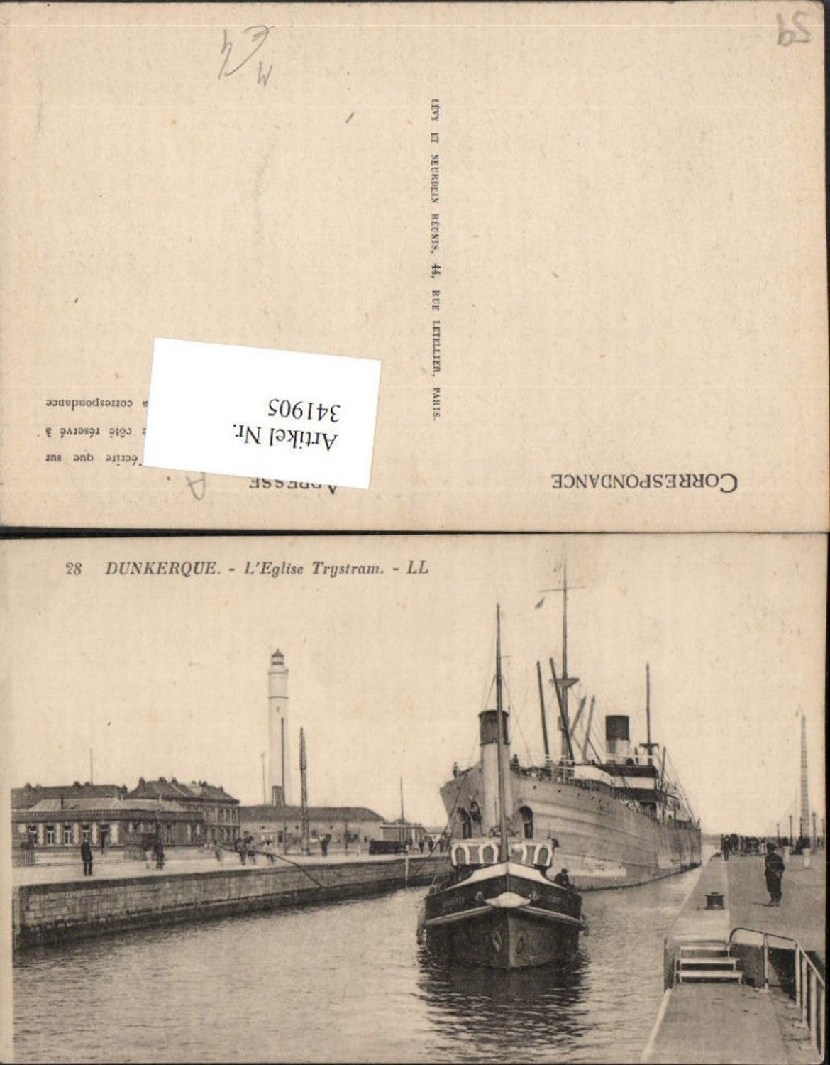 341905,Nord-Pas-de-Calais Nord Dunkerque L'Eglise Trystram Dampfer Leuchtturm
