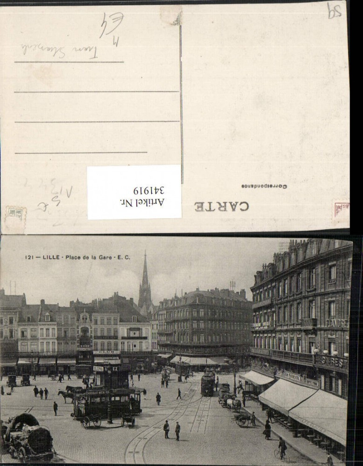 341919,Nord-Pas-de-Calais Nord Lille Place de la Gare Tram Straßenbahn Geschäfte