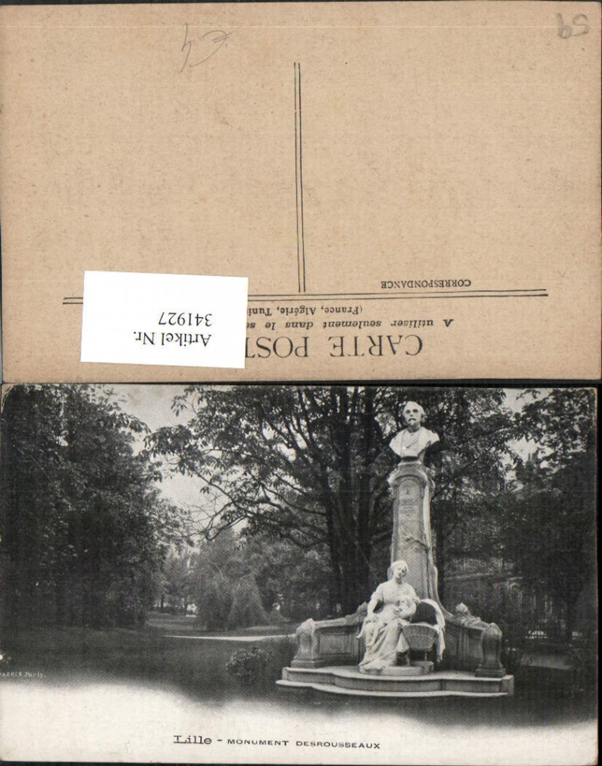 341927,Nord-Pas-de-Calais Nord Lille Monument Desrousseaux Büste