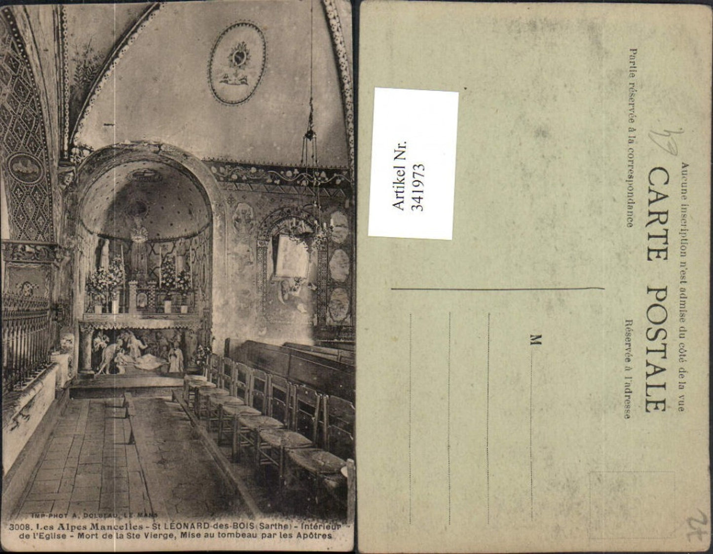 341973,Pays de la Loire Sarthe St Leonard-des-Bois Interieur de l'Eglise Kirche Altar