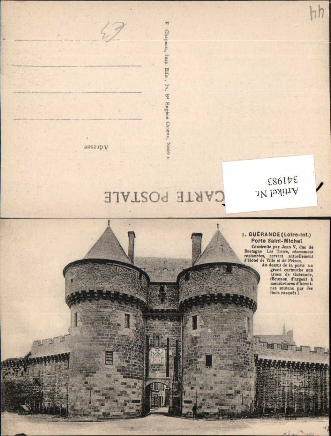 341983,Pays de la Loire Loire-Atlantique Guerande Porte Saint-Michel Tor Türme