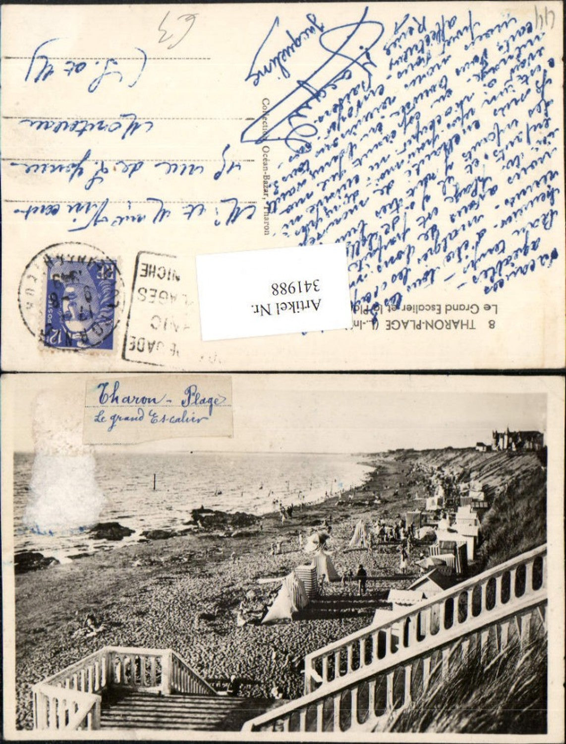 341988,Pays de la Loire Loire-Atlantique Tharon-Plage Le Grand Escalier et la Plage Stiege Strand