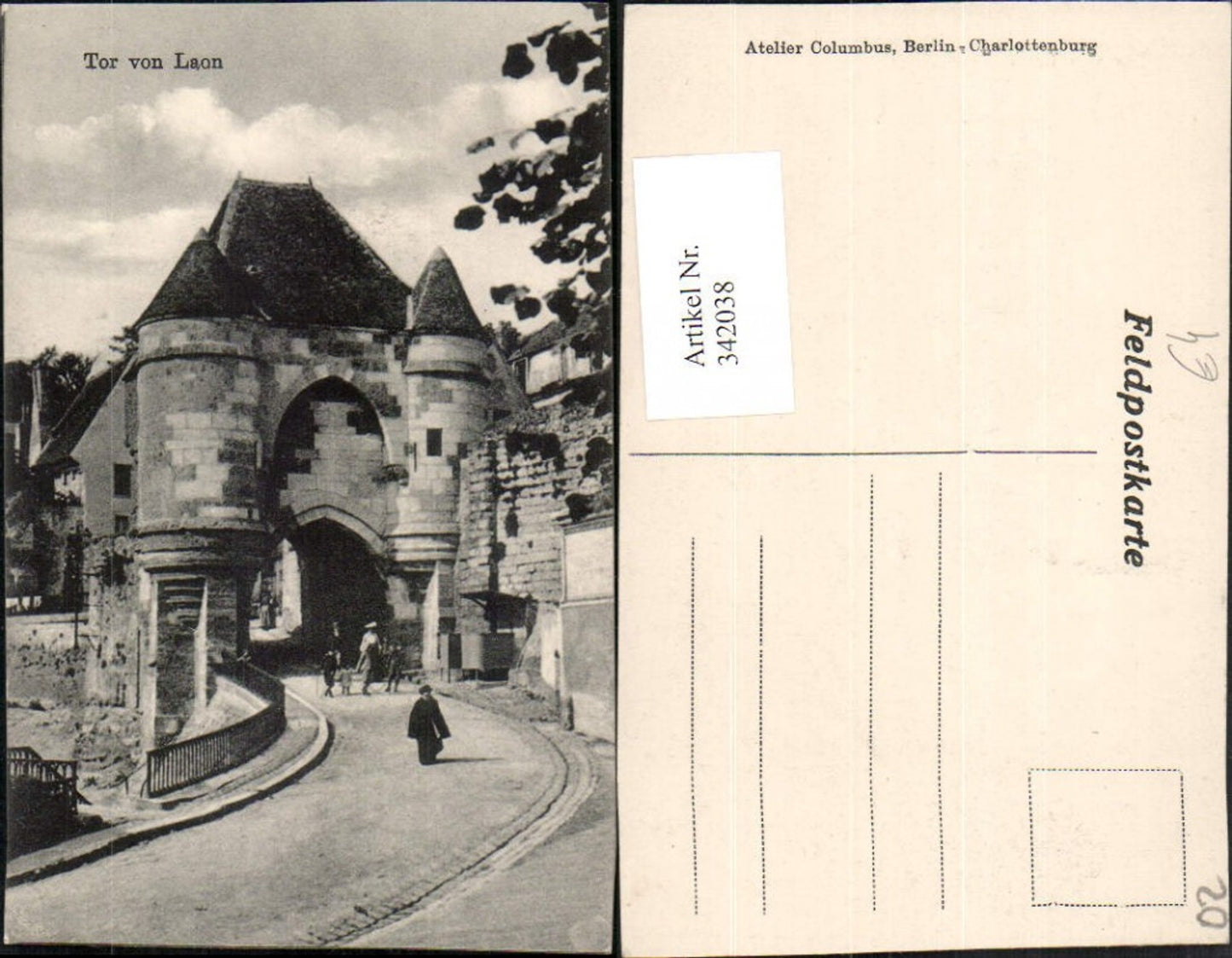 342038,Picardie Aisne Laon Porte Tor Türme