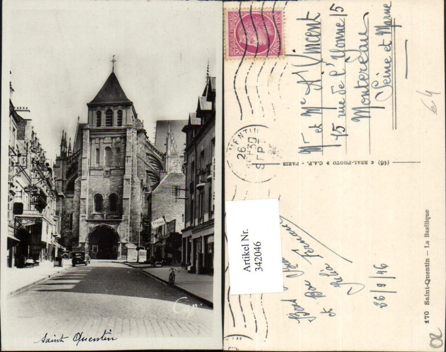 342046,Picardie Aisne Saint-Quentin La Basilique Kirche Straßenansicht