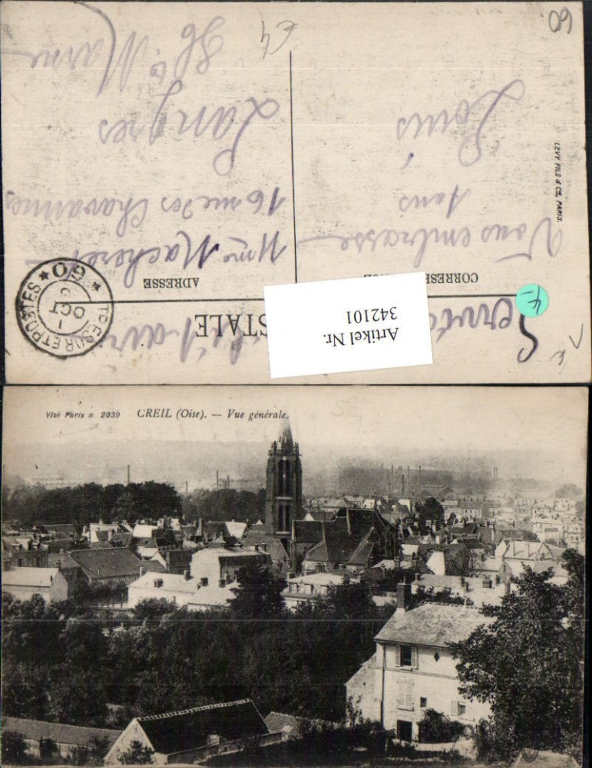 342101,Picardie Oise Creil Vue generale Totale Kirche