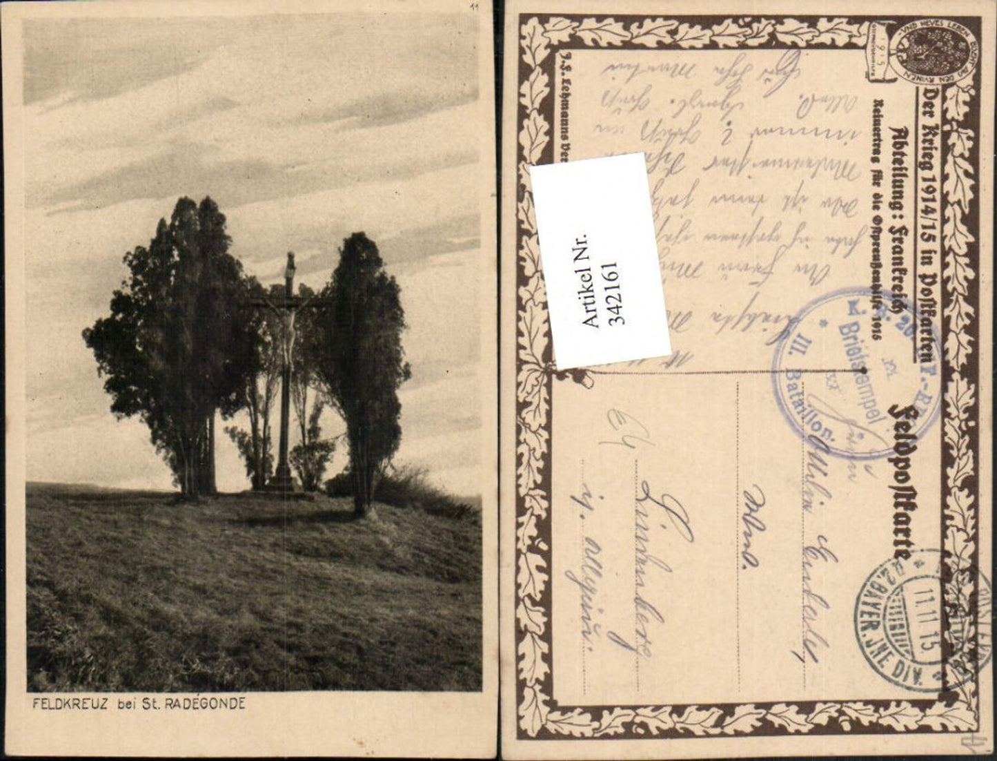 342161,Poitou-Charentes Charente-Maritime Feldkreuz Kreuz b. St. Radegonde