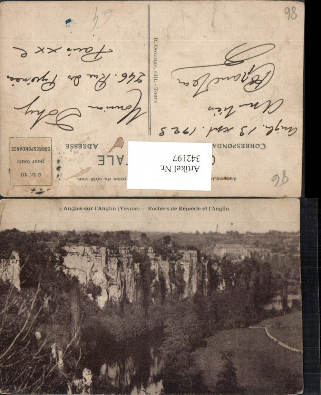 342197,Poitou-Charentes Vienne Angels-sur-l'Anglin Rochers de Remerle et l'Anglin Felswand