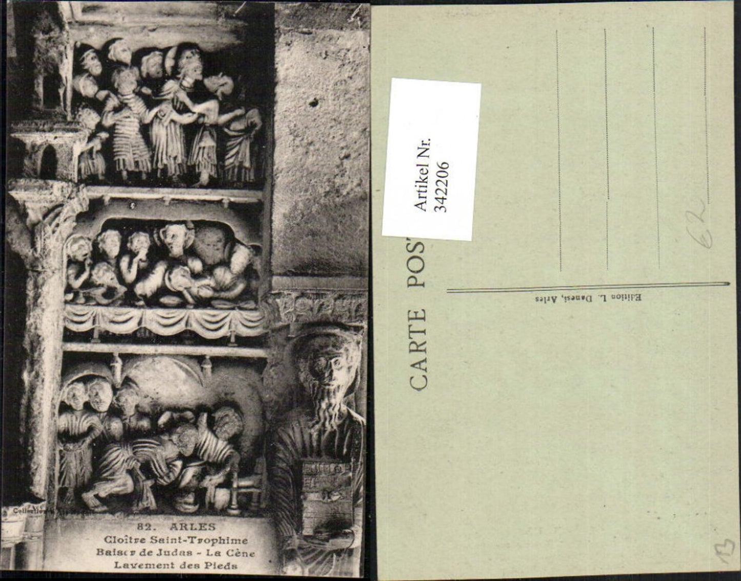 342206,Provence-Alpes-Cote-Azur Bouches-de-Rhone Arles Cloitre St-Trophime Baiser de Judas Relief