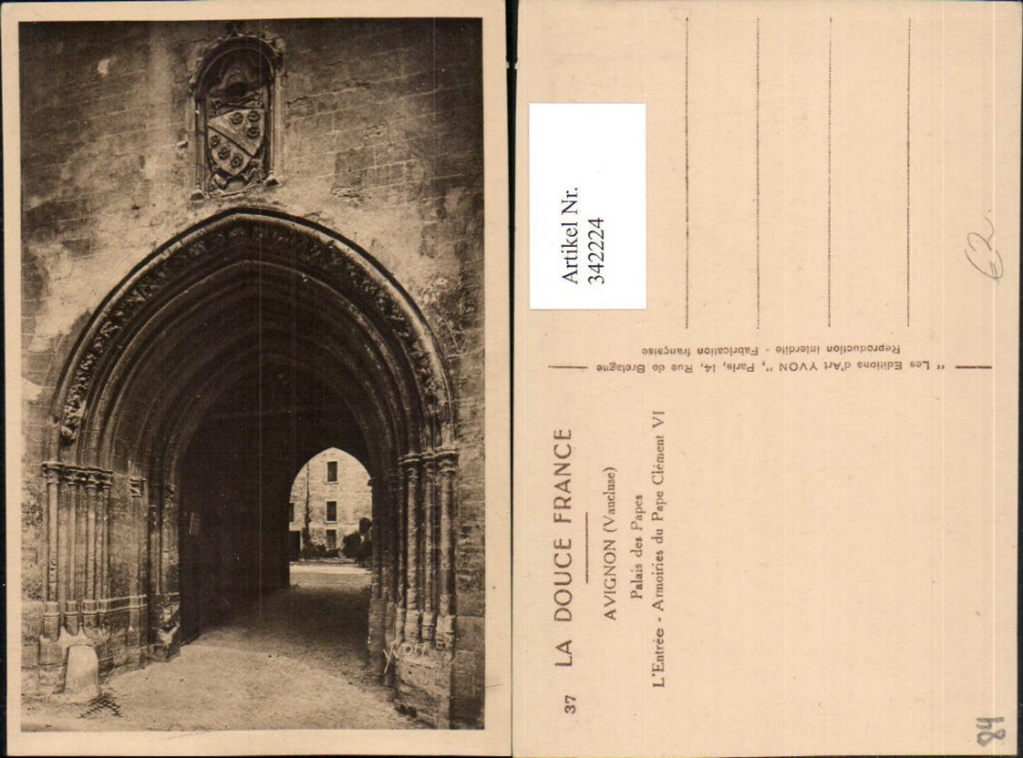 342224,Provence-Alpes-Cote-Azur Vaucluse Avignon Palais des Papes Entree Eingang