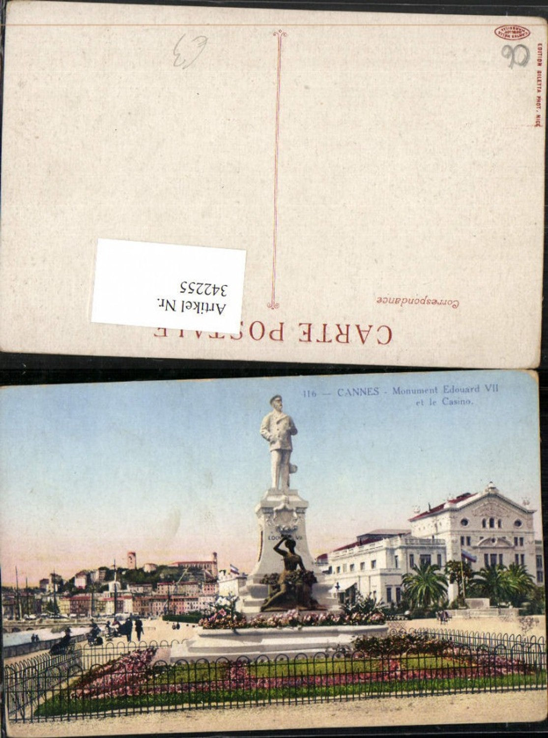 342255,Provence-Alpes-Cote-Azur Alpes-Maritimes Cannes Monument Edouard VII et le Casino