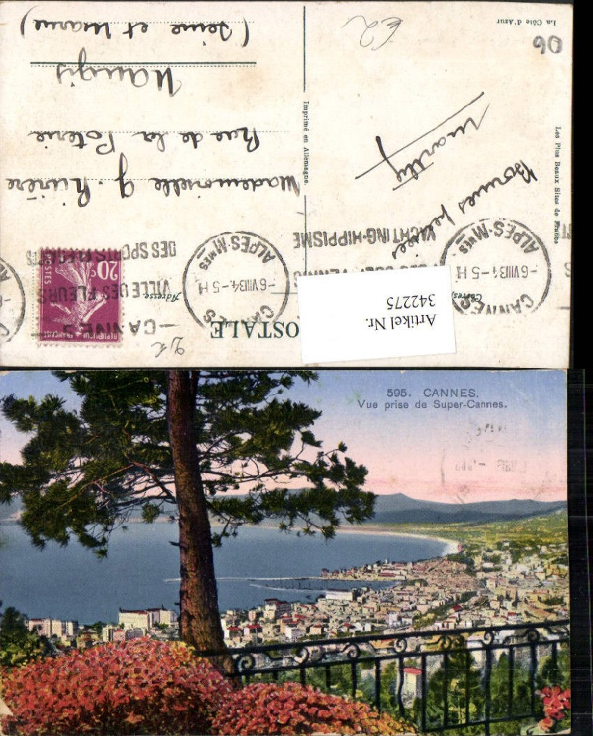 342275,Provence-Alpes-Cote-Azur Alpes-Maritimes Cannes Vue prise de Super-Cannes Totale