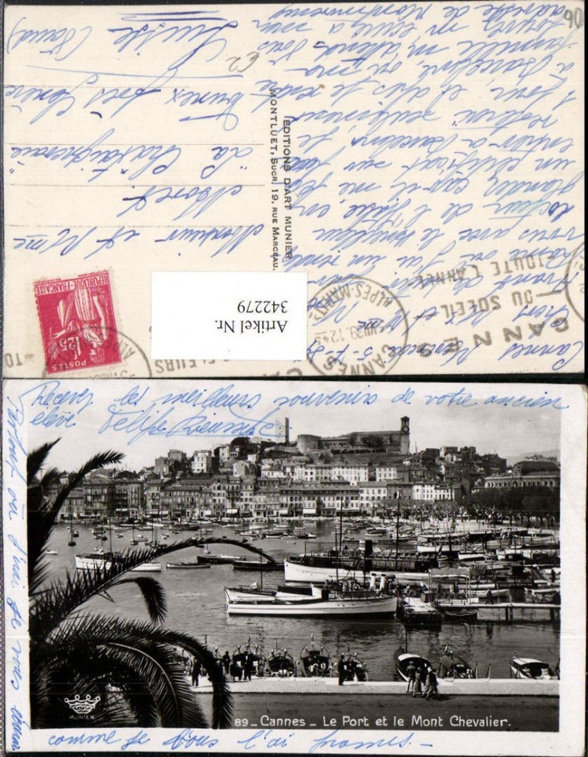 342279,Provence-Alpes-Cote-Azur Alpes-Maritimes Cannes Le Port et le Mont Chevalier Hafen