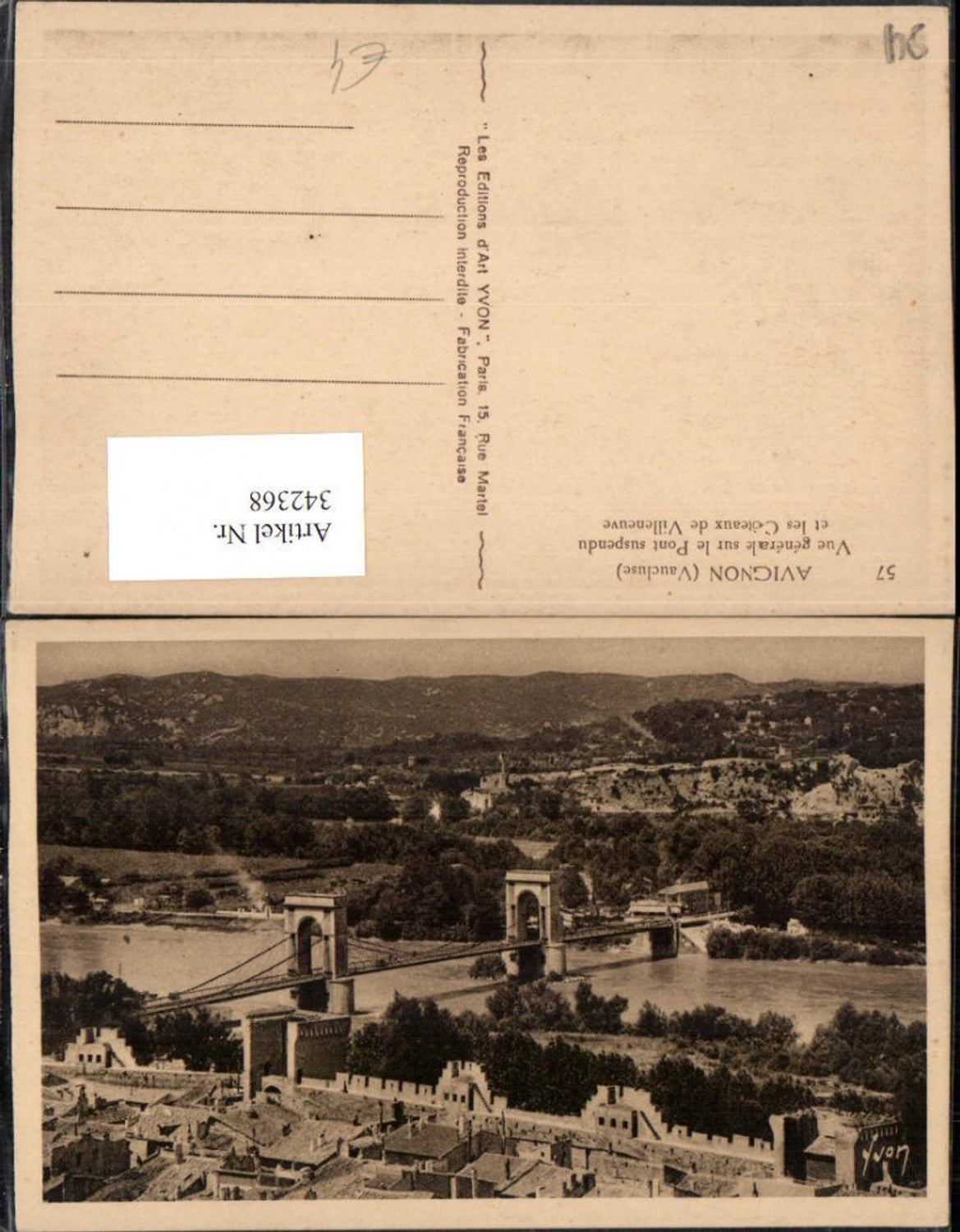 342368,Provence-Alpes-Cote-Azur Vaucluse Avignon Vue generale sur le Pont suspendu Brücke