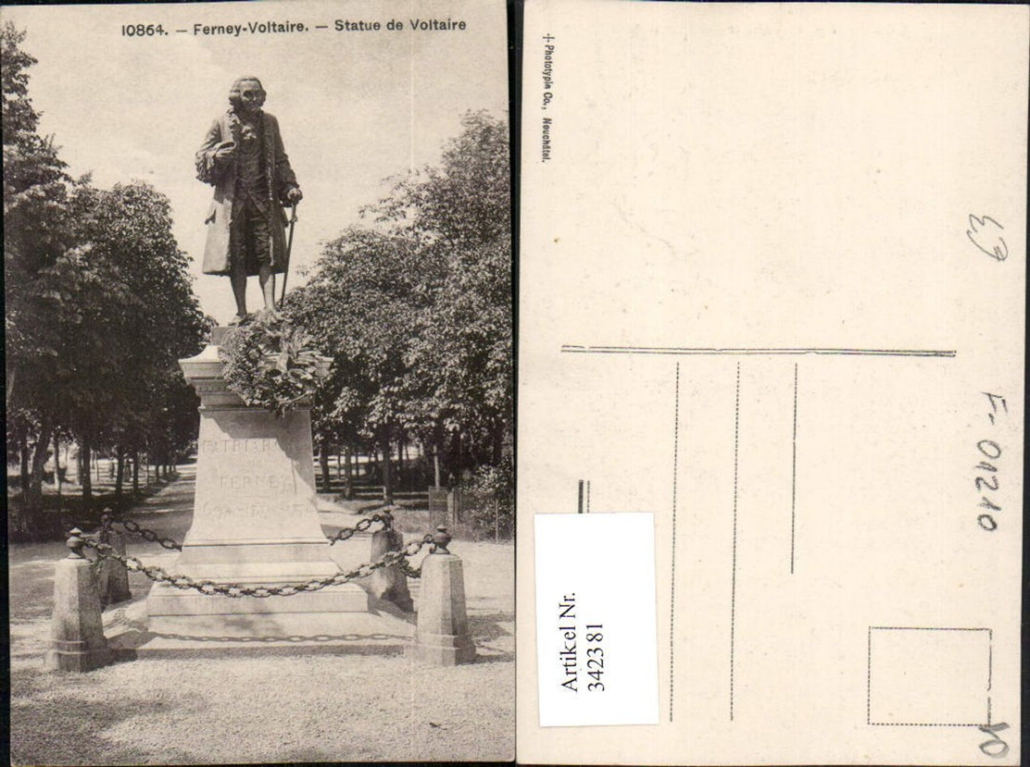 342381,Rhone-Alpes Ain Ferney-Voltaire Statue de Voltaire Denkmal