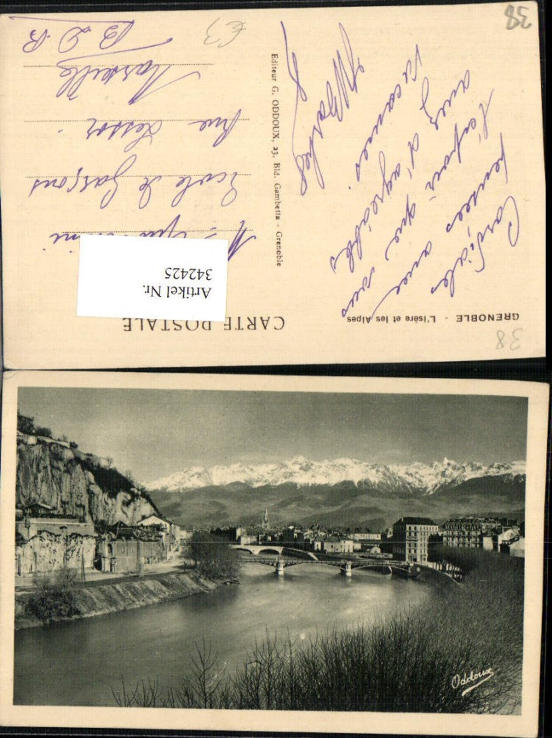 342425,Rhone-Alpes Isere Grenoble L'Isere et les Alpes Fluss Brücke Bergkulisse