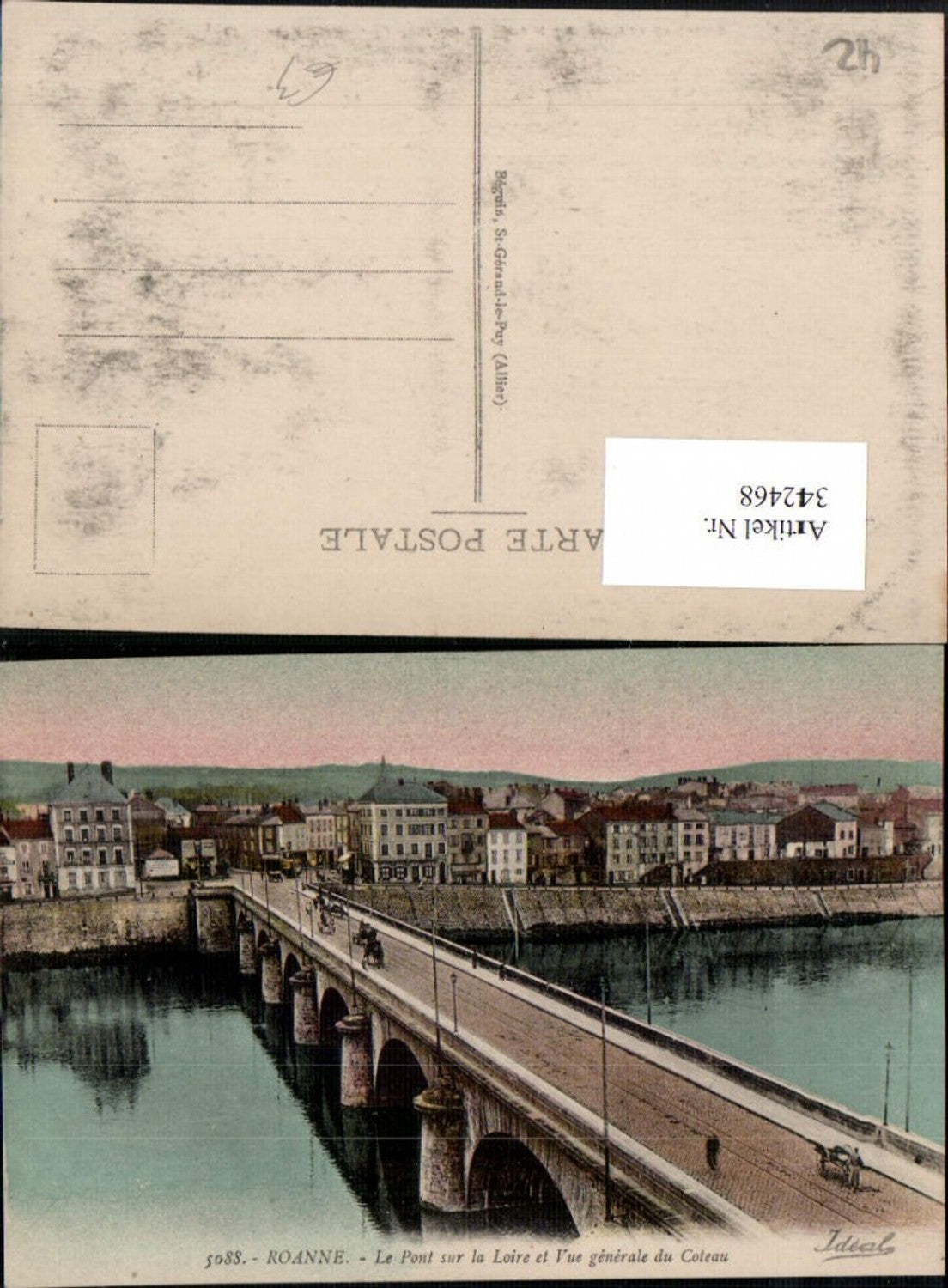 342468,Rhone-Alpes Loire Roanne Le Pont sur la Loire et Vue generale du Coteau Brücke