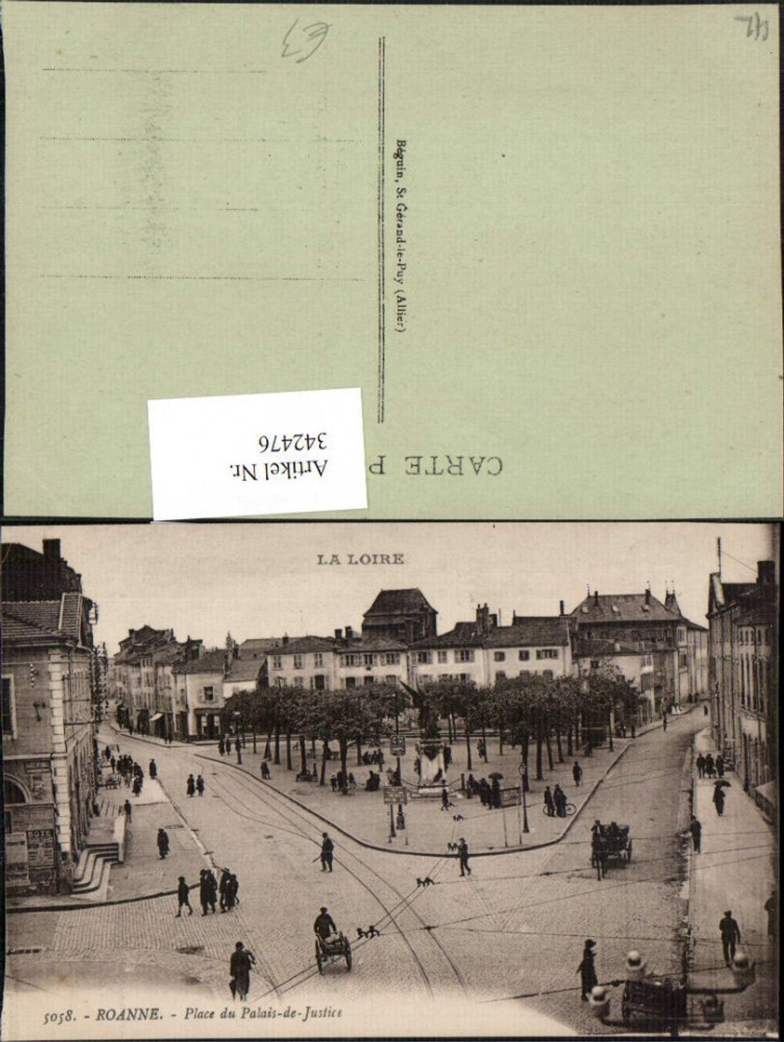342476,Rhone-Alpes Loire Roanne Place du Palais-de-Justice Platz Straßenansicht