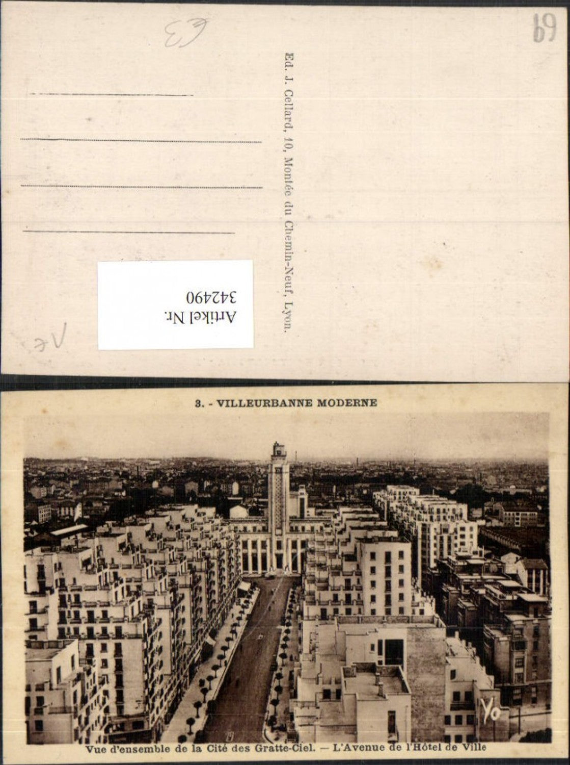 342490,Rhone-Alpes Rhone Villeurbanne Moderne Vue de la Cite des Gratte-Ciel Hotel de Ville Rathaus