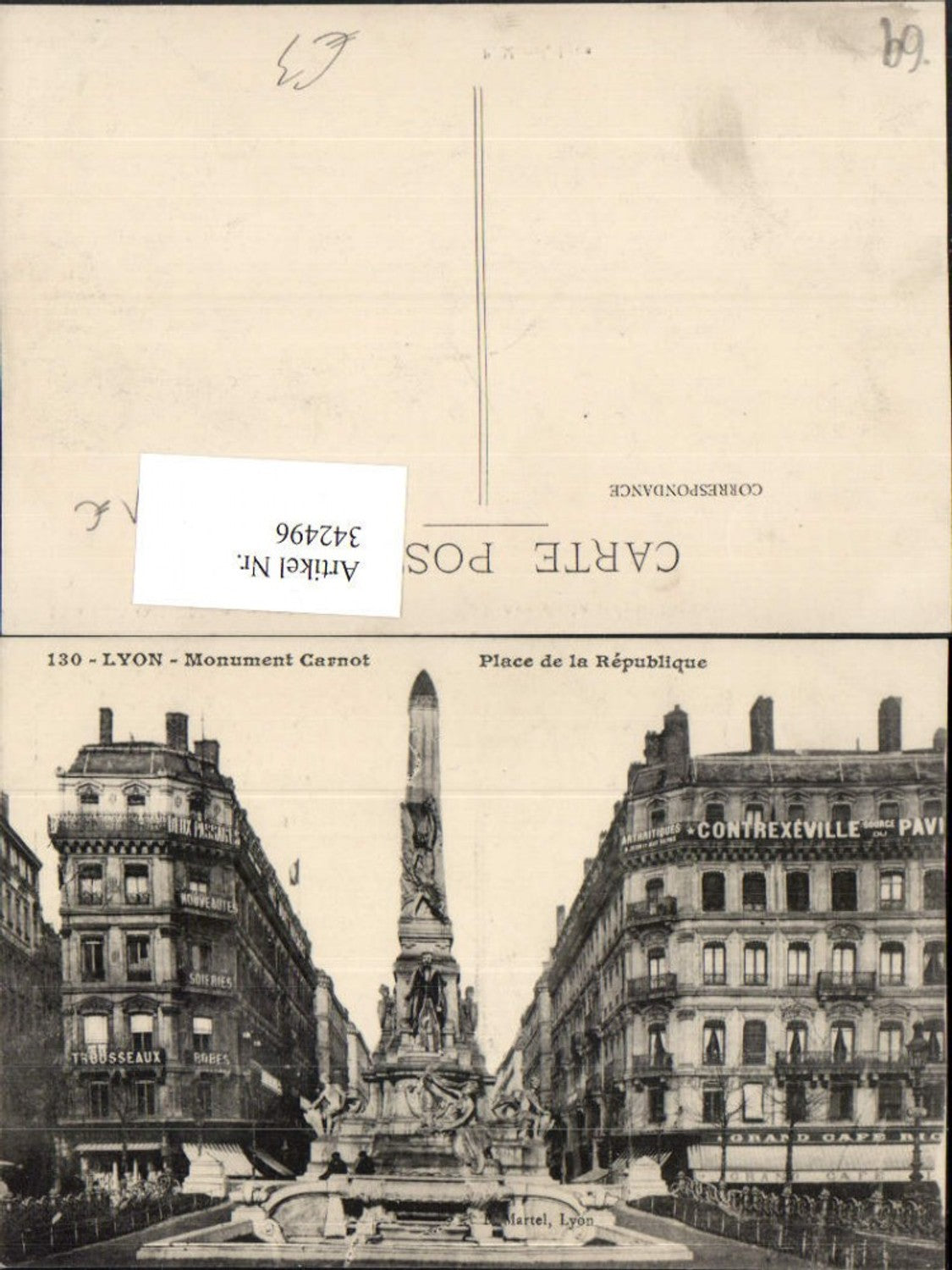 342496,Rhone-Alpes Rhone Lyon Place de la Republique Monument Carnot