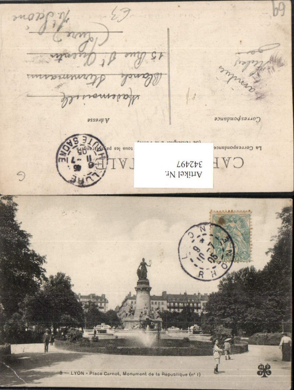 342497,Rhone-Alpes Rhone Lyon Place Carnot Monument de la Republique Brunnen