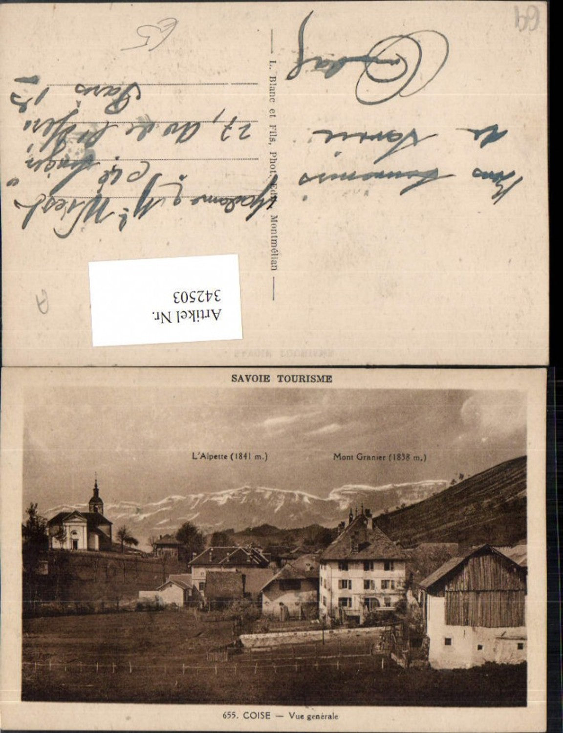 342503,Rhone-Alpes Rhone Coise Vue generale Teilansicht Kirche Bergkulisse