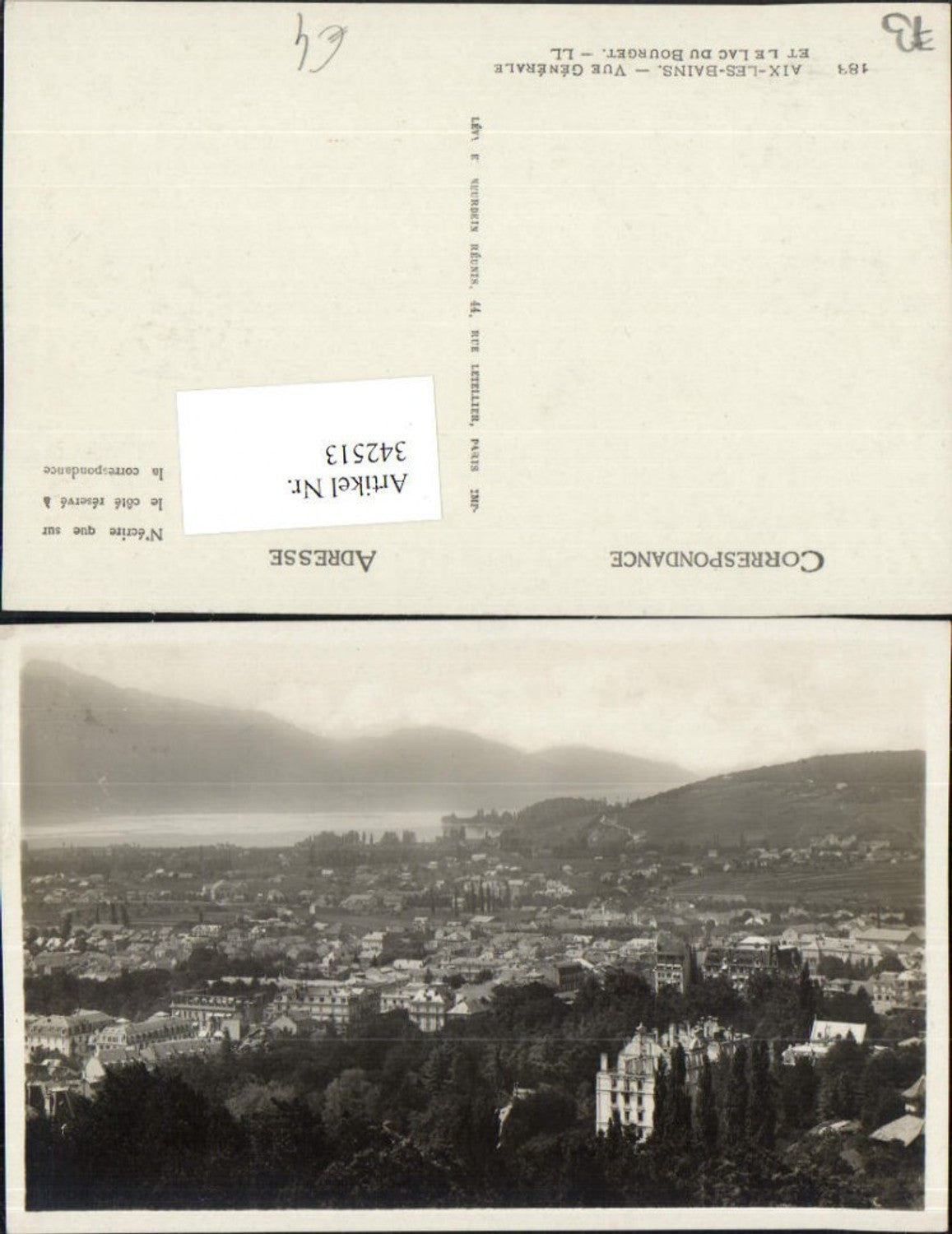 342513,Rhone-Alpes Savoie Aix-les-Bains Vue Generale et le Lac du Bourget Totale