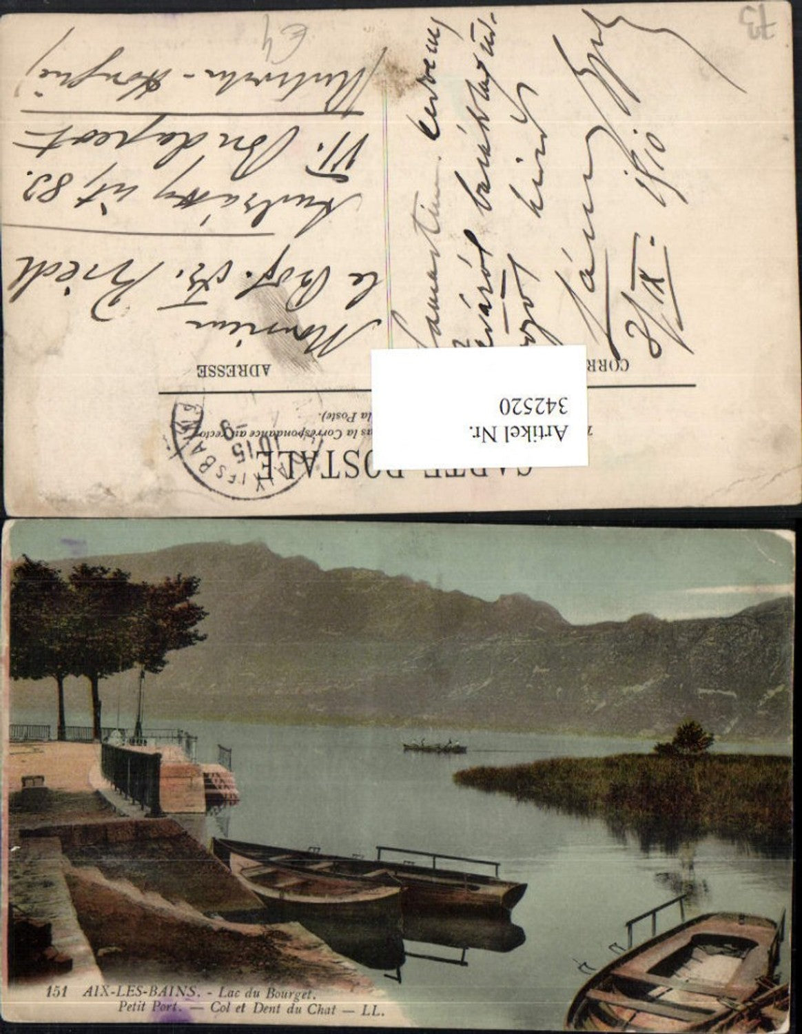 342520,Rhone-Alpes Savoie Aix-les-Bains Lac du Bourget Petit Port Col et Dent du Chat Boote