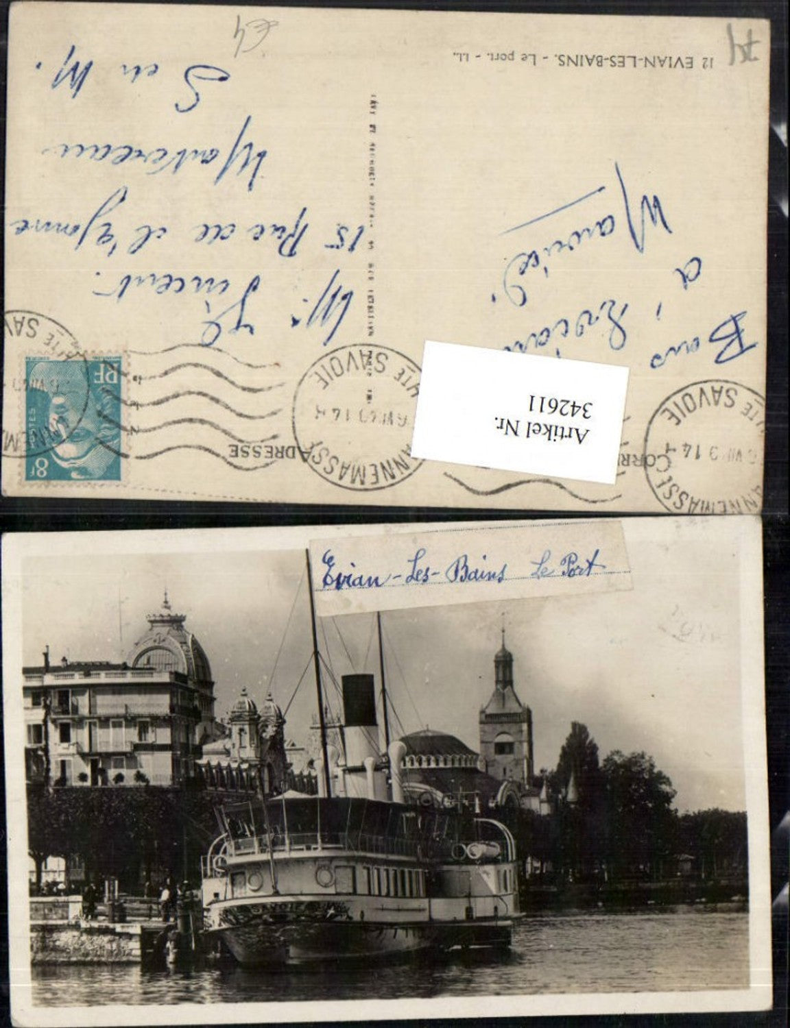 342611,Rhone-Alpes Haute-Savoie Evian-les-Bains Le Port Hafen Dampfer