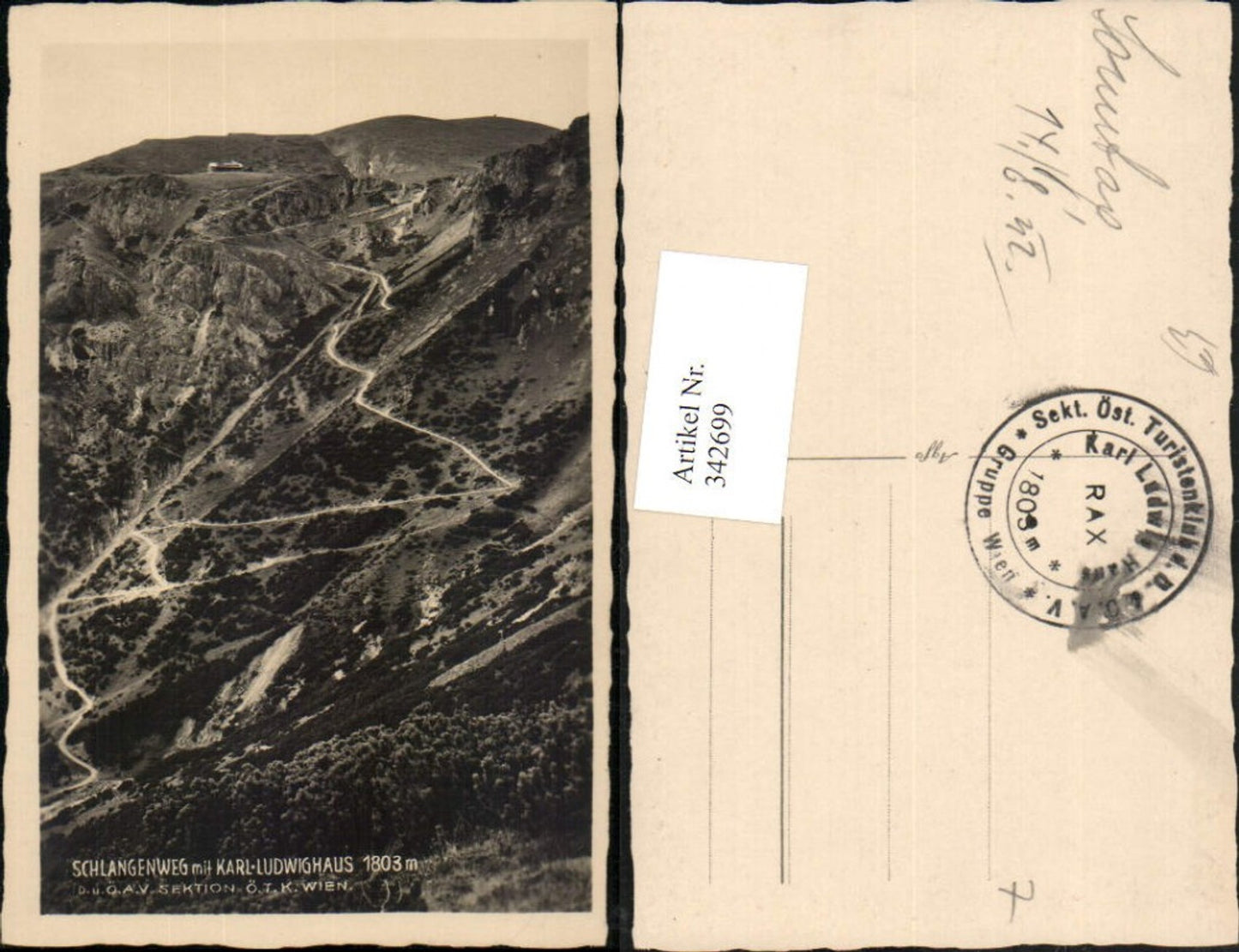 342699,Schlangenweg m. Karl-Ludwig-Haus Berghütte b. Reichenau