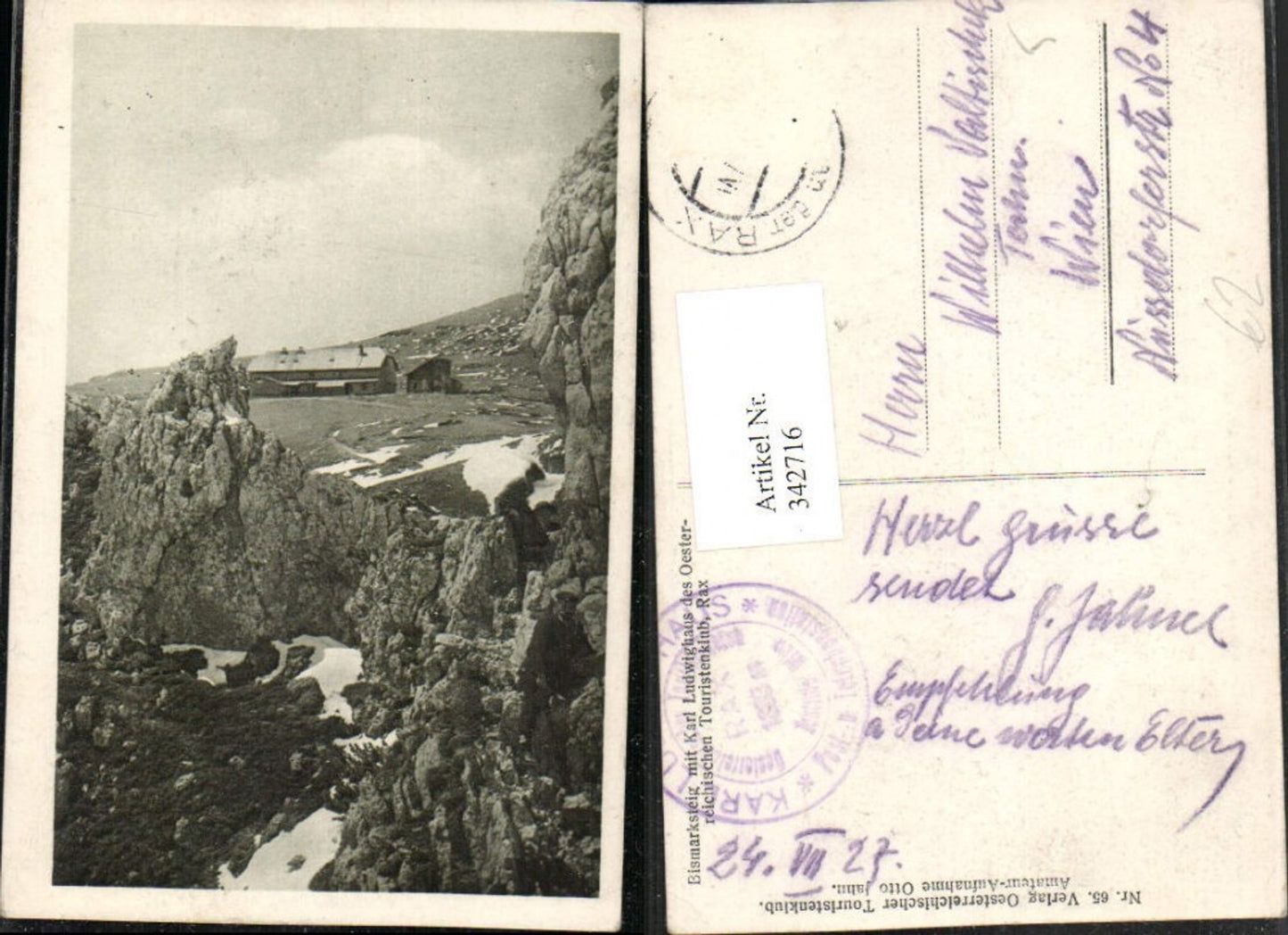 342716,Bismarcksteig m. Karl Ludwig-Haus Berghütte b. Reichenau