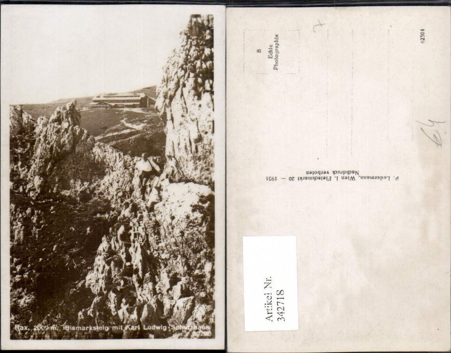 342718,Rax Bismarcksteig m. Karl Ludwig-Haus Berghütte b. Reichenau