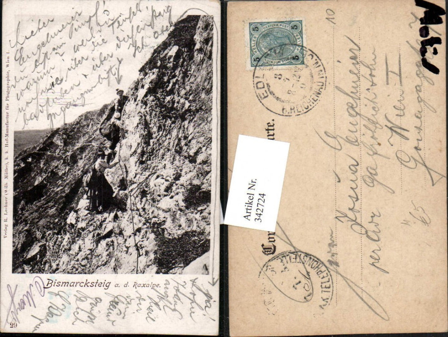 342724,Bismarcksteig a. d. Raxalpe b. Reichenau Bergsteiger