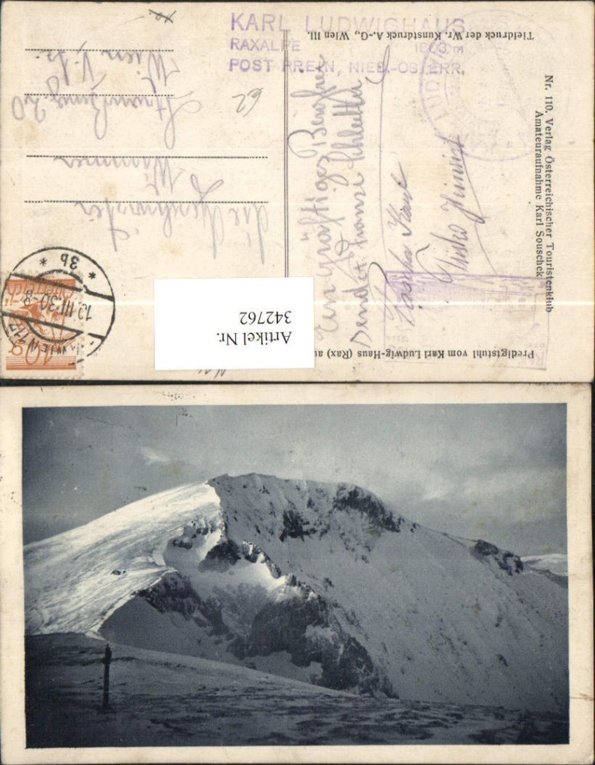 342762,Rax Predigtstuhl vom Karl Ludwig-Haus b. Reichenau Bergkulisse Winterbild