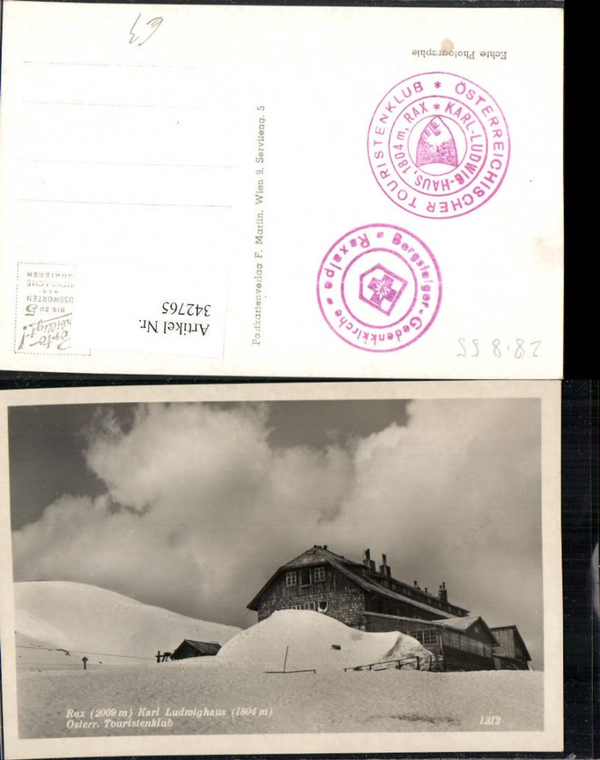 342765,Rax Karl Ludwig-Haus Berghütte b. Reichenau Winterbild