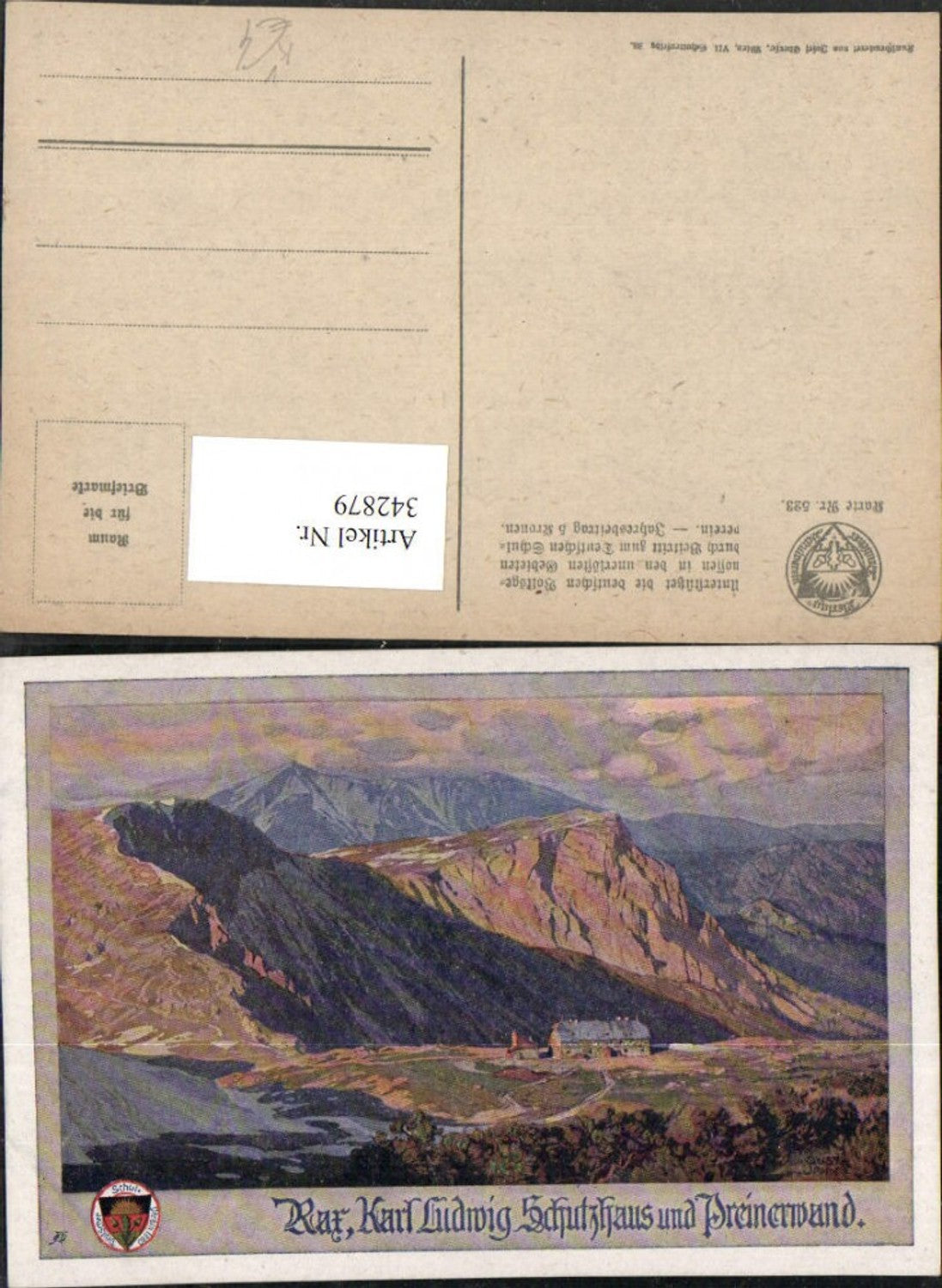 342879,Künstler AK Gustav Jahn Karl Ludwig-Haus b. Prein Bergkulisse pub Deutscher Schulverein 523
