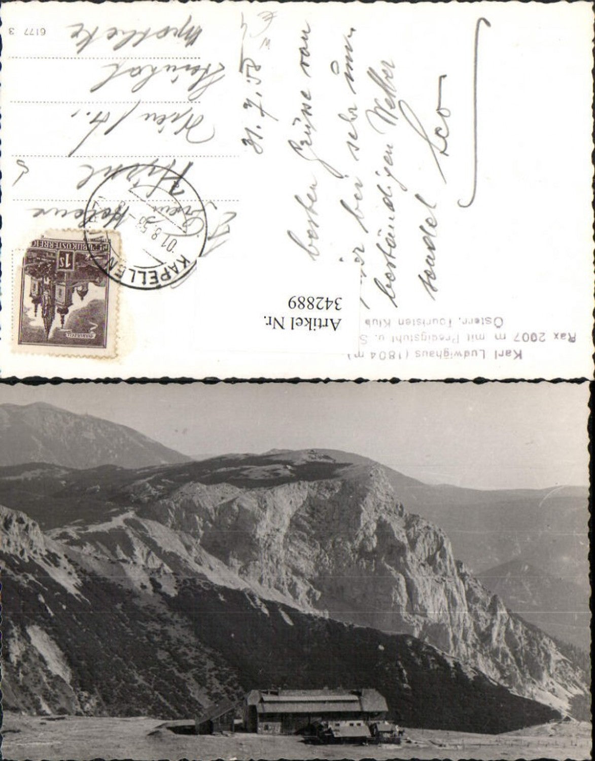 342889,Rax Karl Ludwig-Haus Berghütte m. Predigstuhl b. Prein Reichenau Bergkulisse