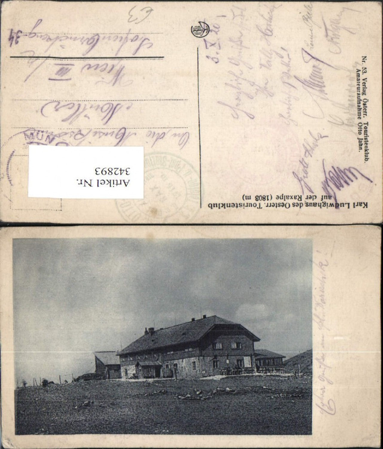 342893,Karl Ludwig-Haus Berghütte auf d. Raxalpe b. Prein Reichenau pub Kilophot