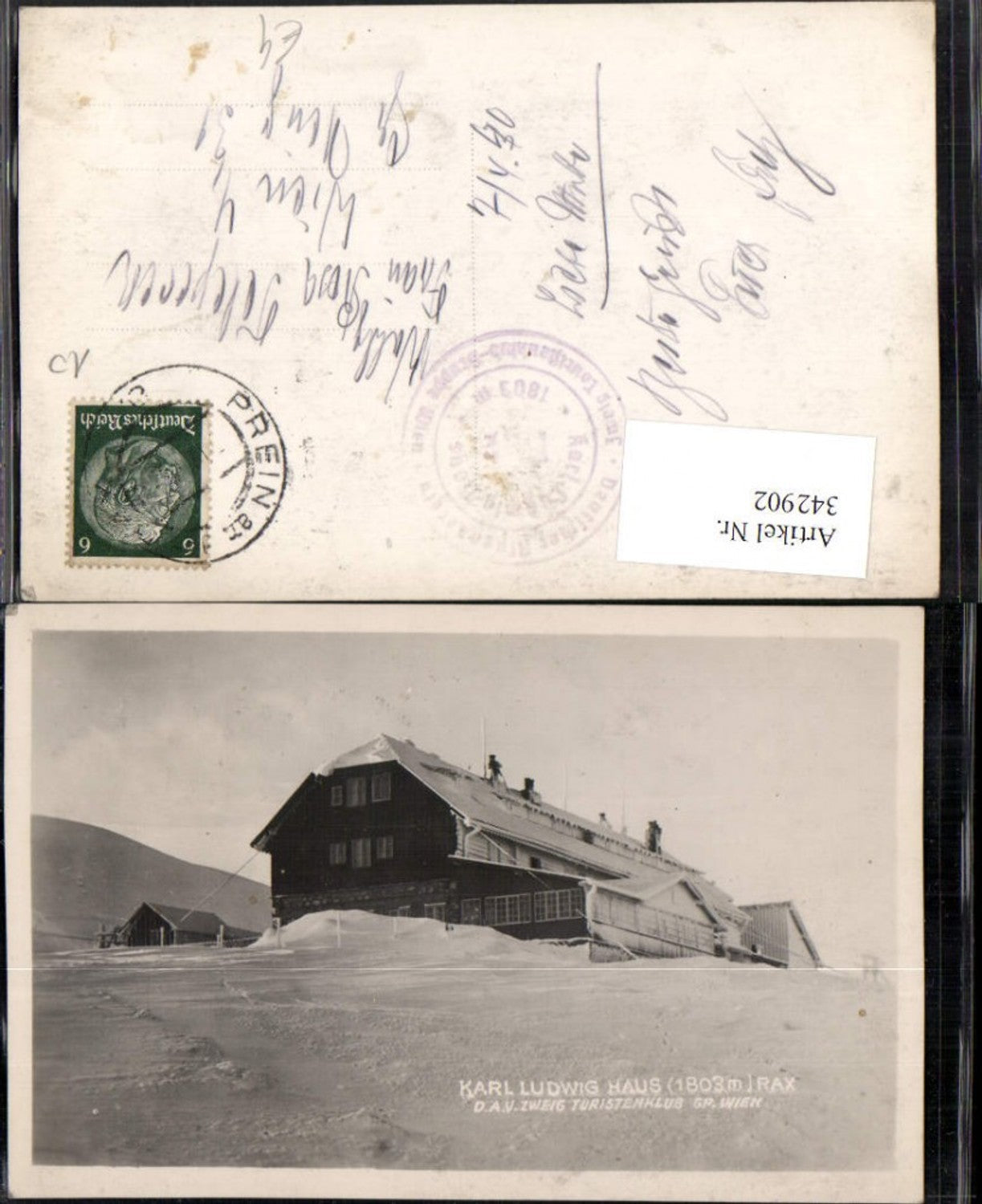 342902,Rax Karl Ludwig-Haus Berghütte b. Prein Reichenau Winterbild