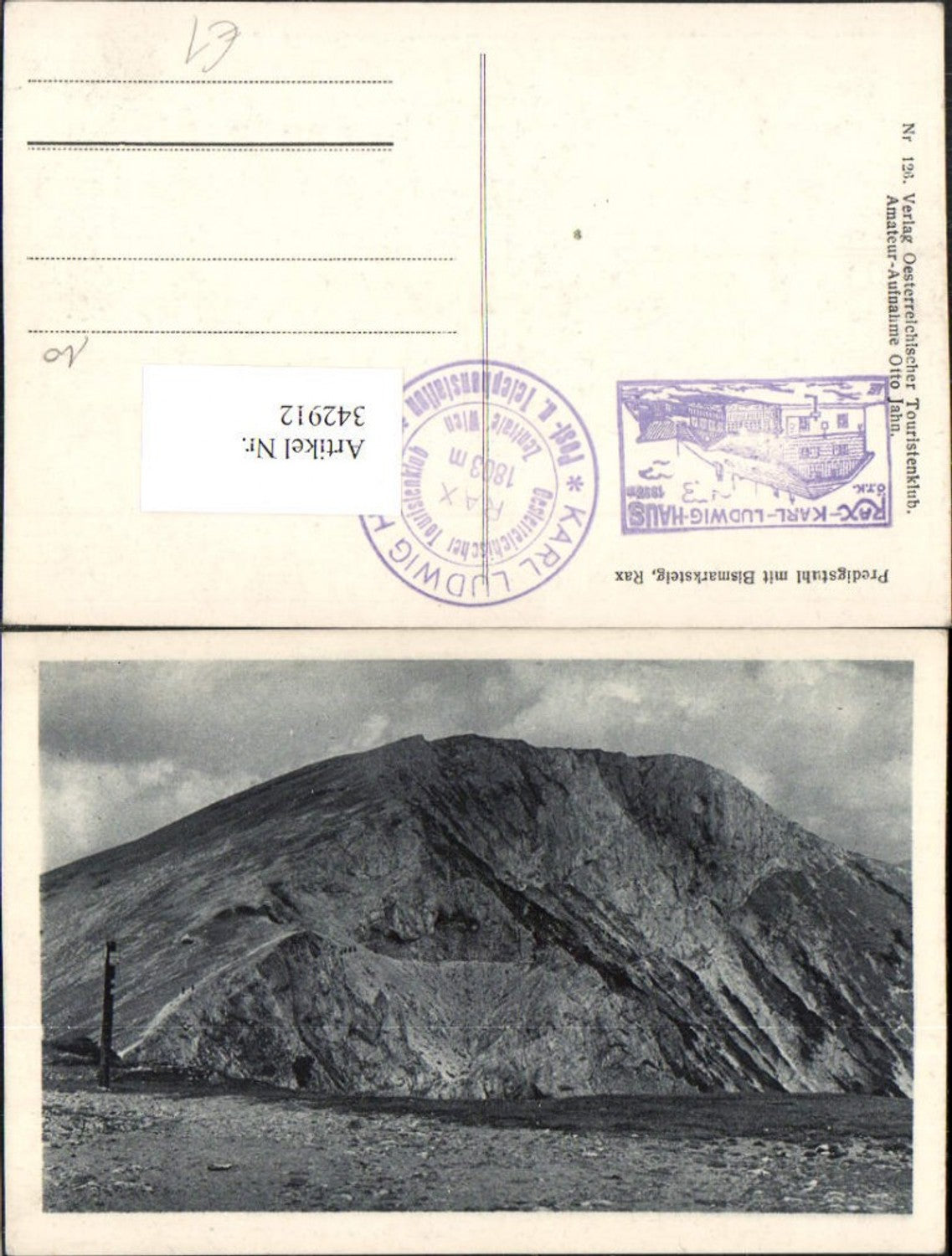 342912,Rax Predigstuhl m. Bismarcksteig b. Reichenau Bergkulisse