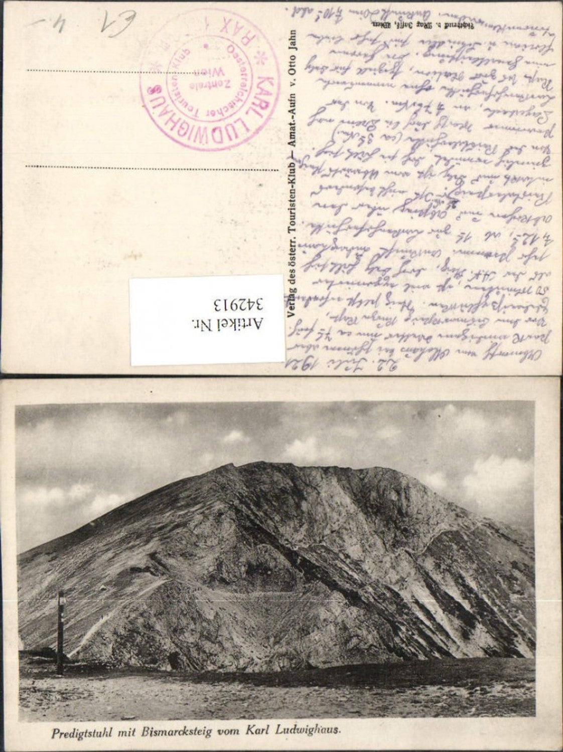 342913,Predigtstuhl m. Bismarcksteig vom Karl Ludwig-Haus b. Prein Reichenau Bergkulisse