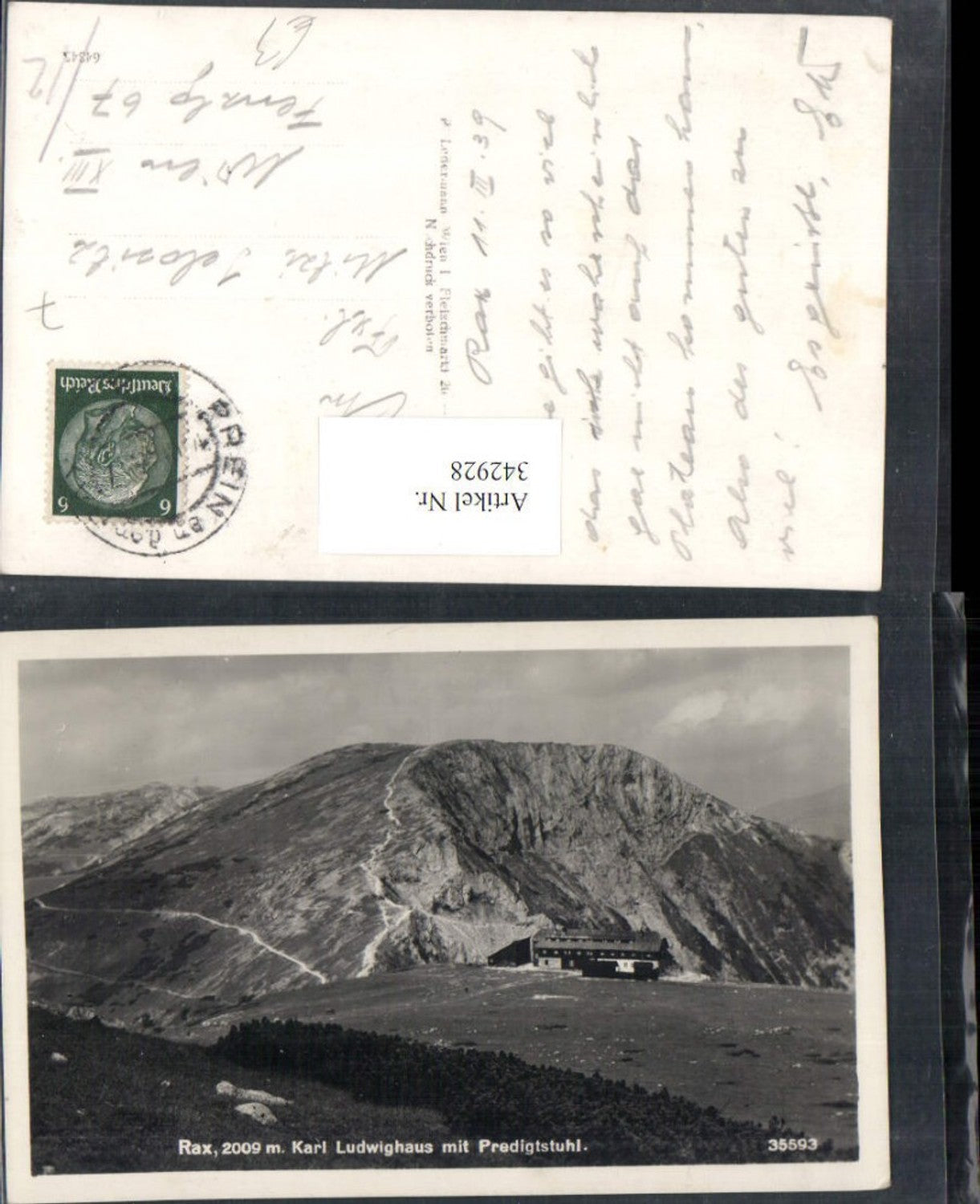 342928,Rax Karl Ludwig-Haus Berghütte m. Predigtstuhl b. Prein Bergkulisse