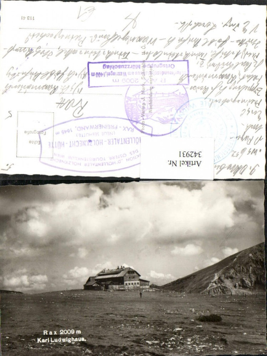 342931,Rax Karl Ludwig-Haus Berghütte b. Prein Reichenau
