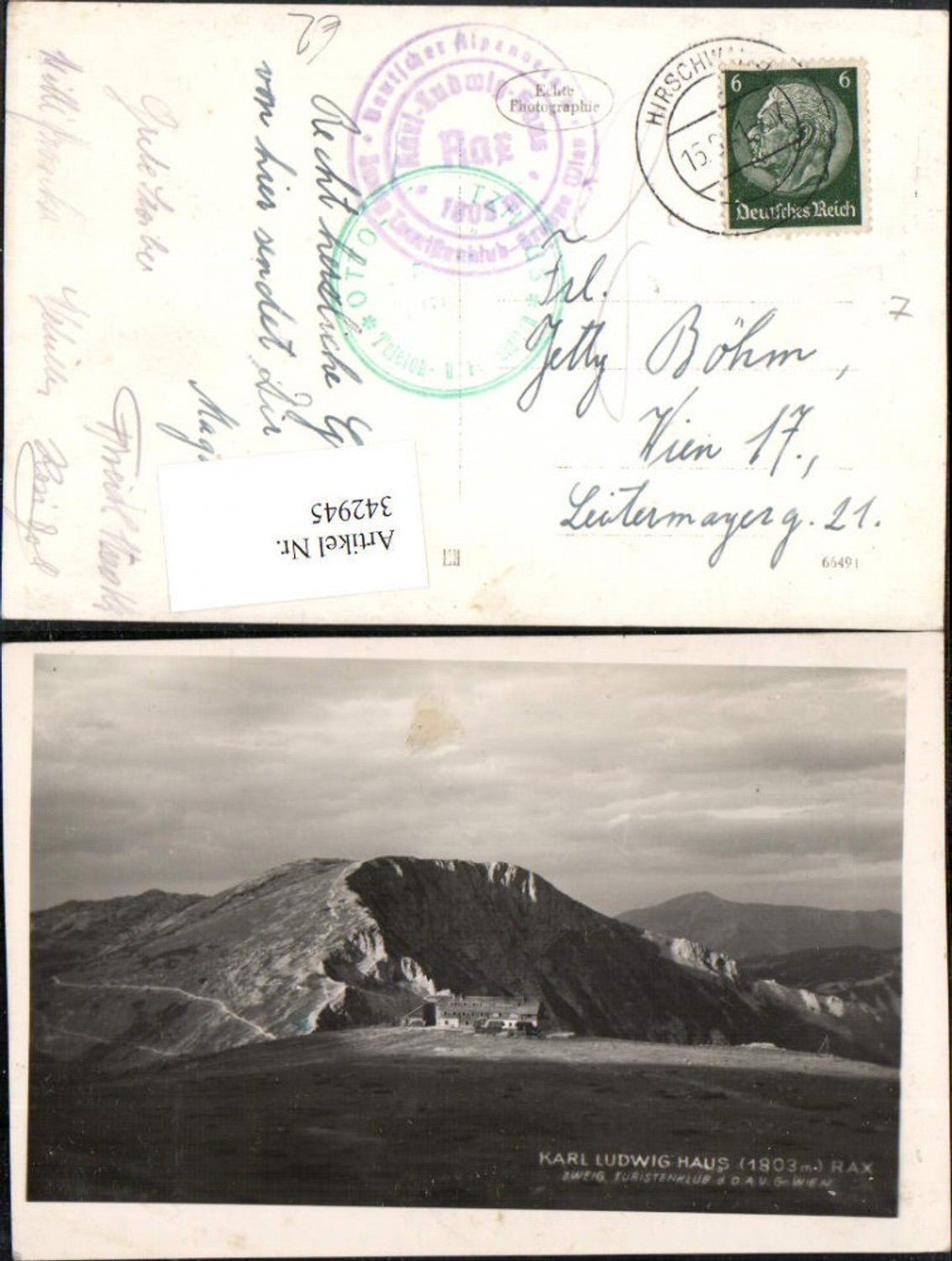 342945,Rax Karl Ludwig-Haus Berghütte b. Prein Reichenau Bergkulisse
